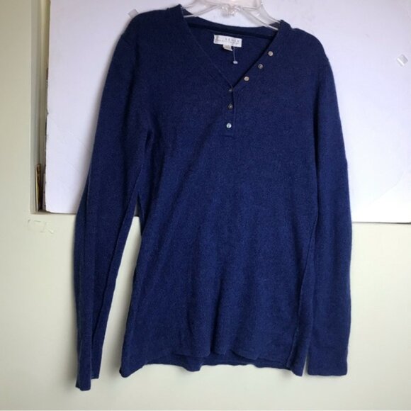 Kenar NEW Cashmere 2-ply Sweater Knit Henley Buttons Top Soft Cozy VNeck Tunic M - Picture 6 of 13